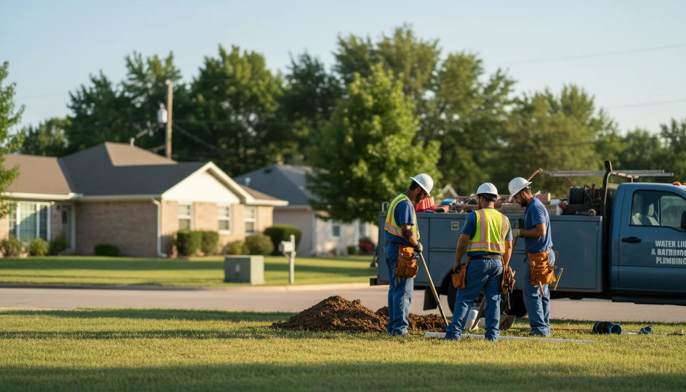 Residential water line and bathroom plumbing service in Jennings, OK